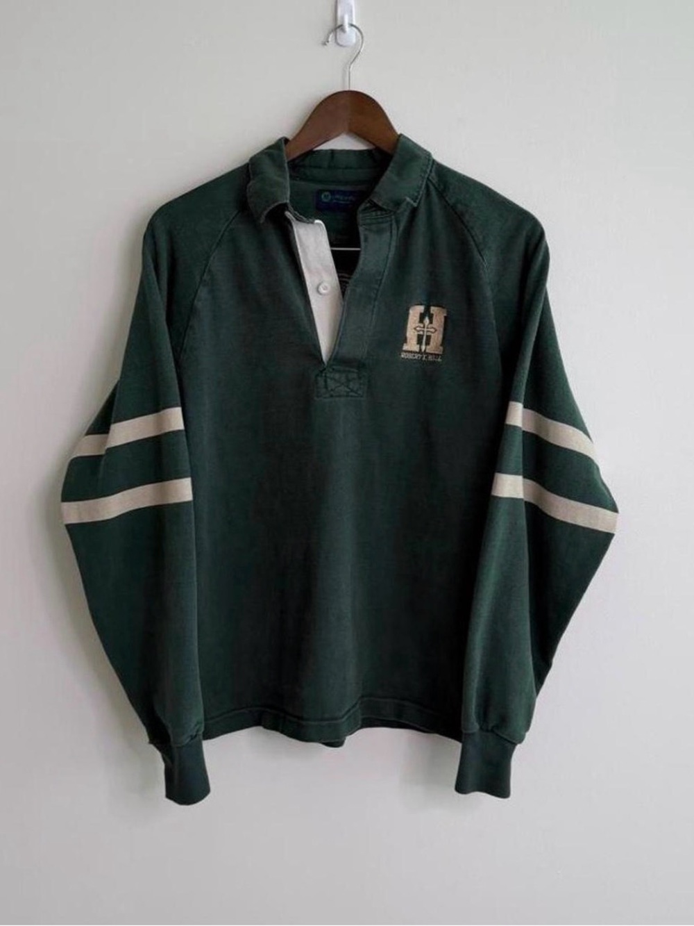 Vintage Forest Green Collegiate Rugby Shirt Long sleeve
